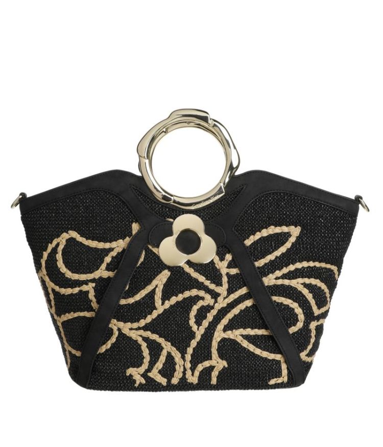Shopper in rafia 10 Black