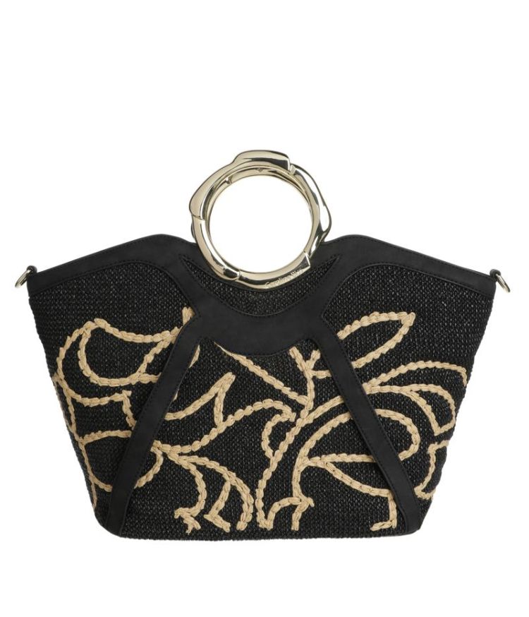 Shopper in rafia 10 Black