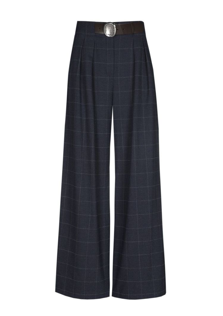 Elegante broek met subtiele ru 21 Midnight Blu