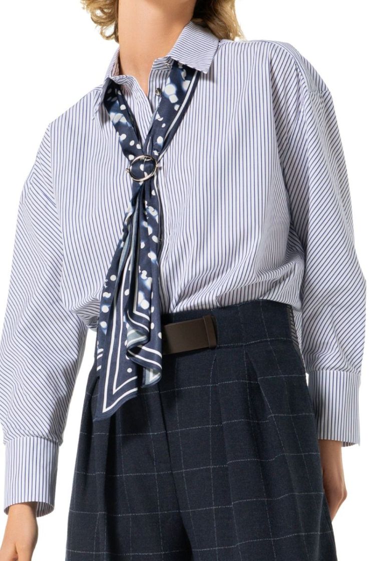 Blouse in katoen met stropdas 29 Multi Color