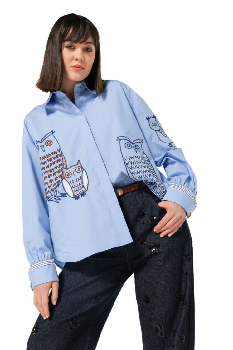 Hemdblouse in katoen met brode 29 Multi Color
