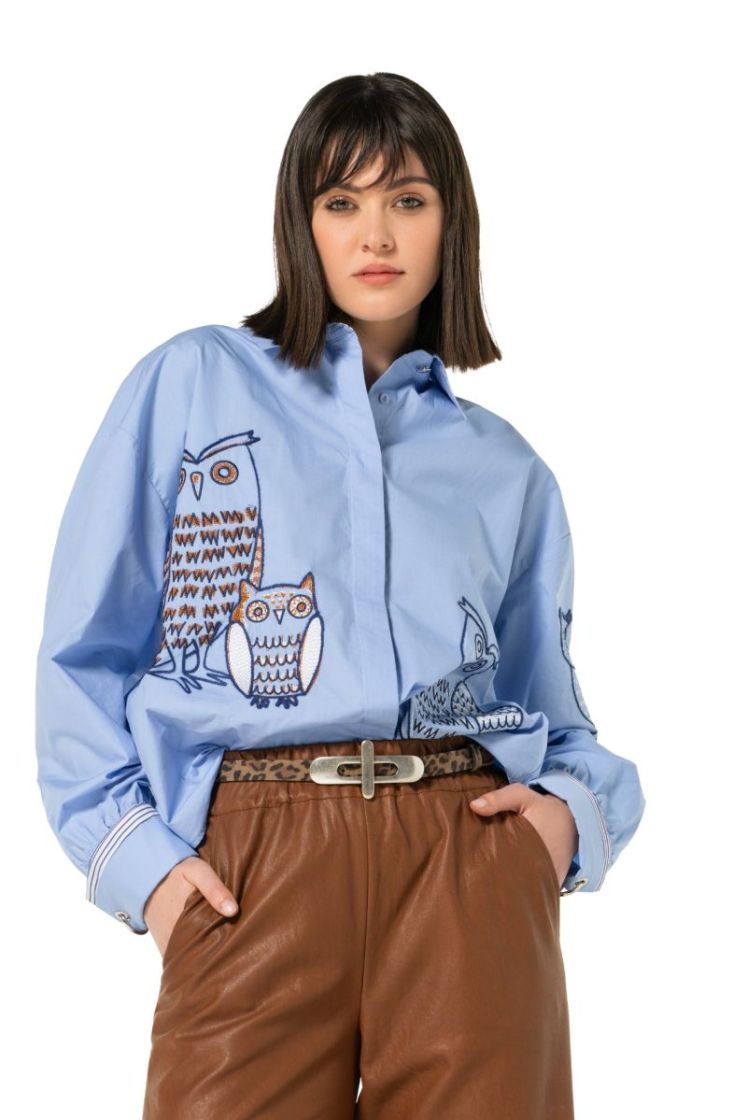 Hemdblouse in katoen met brode 29 Multi Color