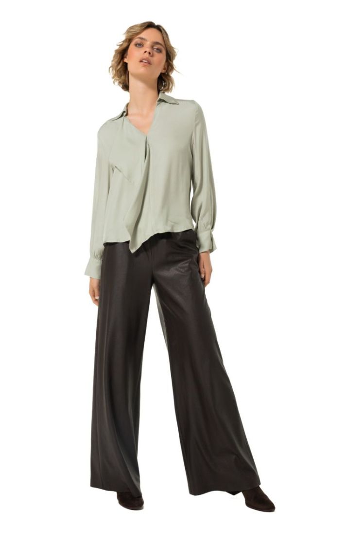 Palazzo broek in vegan leather 30 Coffee