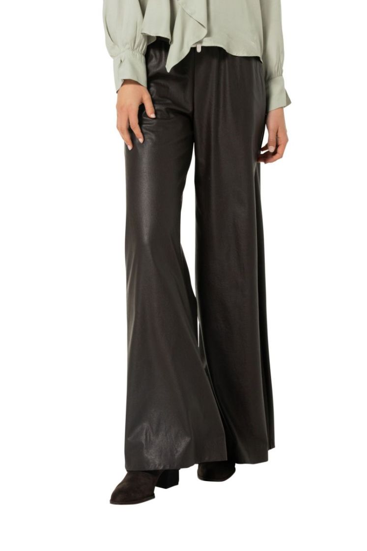 Palazzo broek in vegan leather 30 Coffee