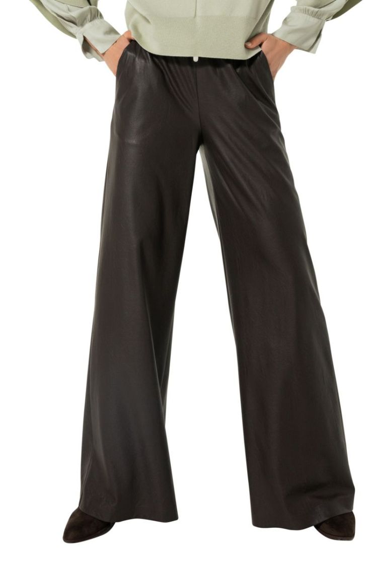 Palazzo broek in vegan leather 30 Coffee
