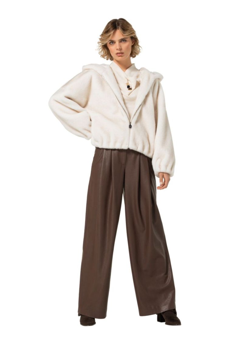 City chic broek in vegan leath 32 Cacao
