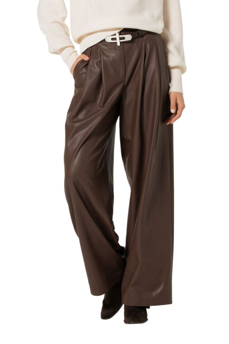 City chic broek in vegan leath 32 Cacao