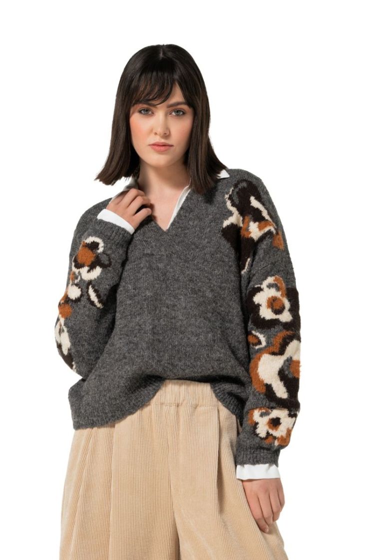 Winterse pull met bloemdetail 39 Multi Color