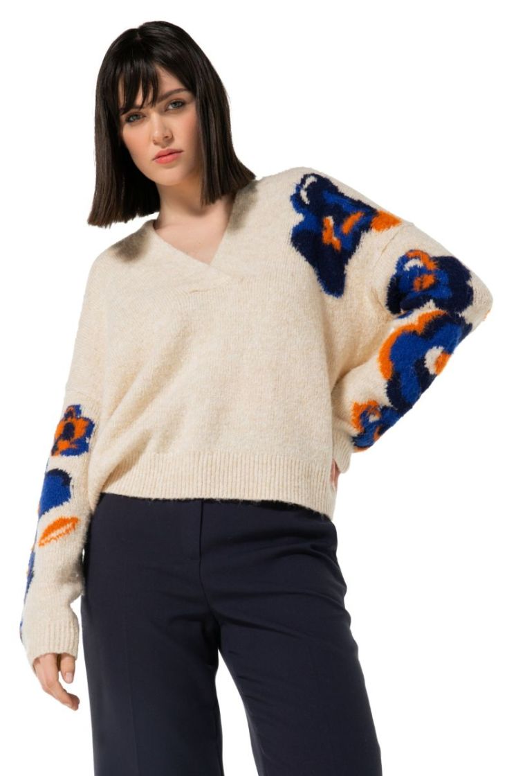 Winterse pull met bloemdetail 29 Multi Color