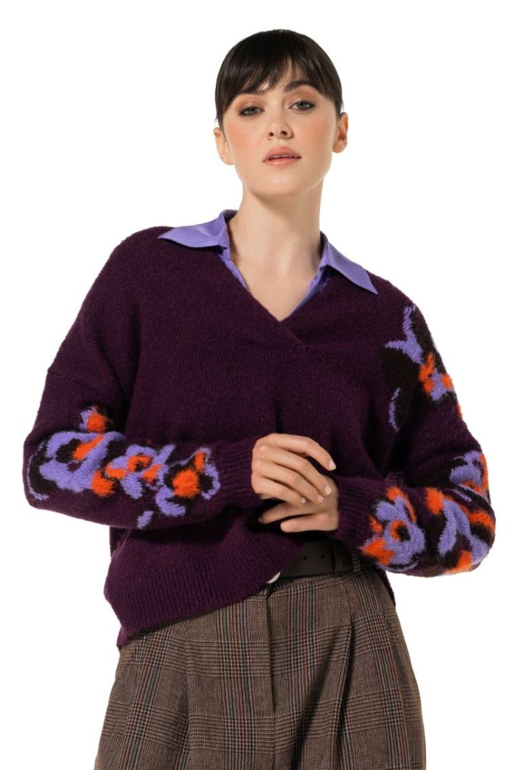 Winterse pull met bloemdetail 59 Multi Color