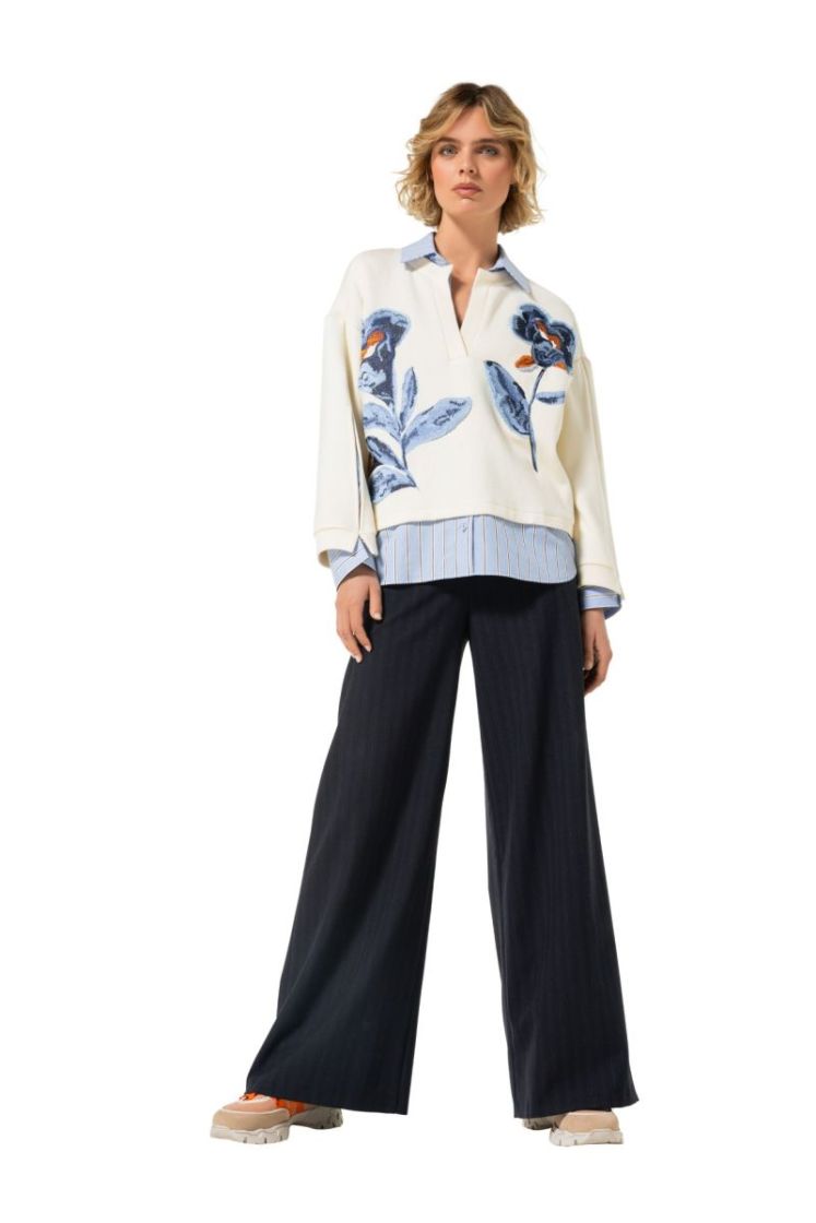 City-look broek, mid waist 20 Blue Black