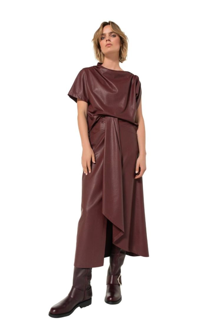 Midi-rok in vegan leather 51 Wine Red