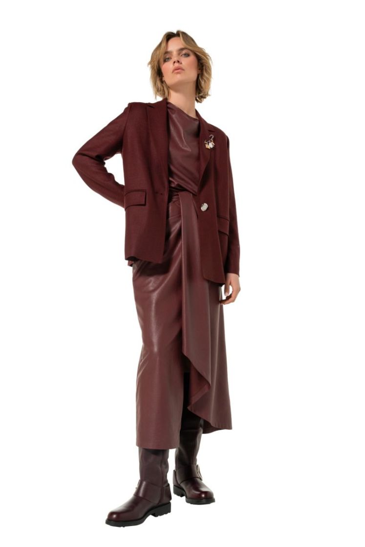Midi-rok in vegan leather 51 Wine Red