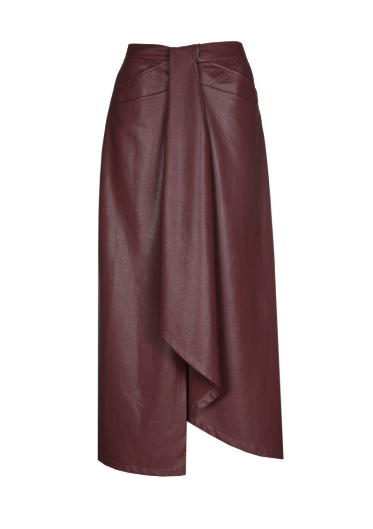Midi-rok in vegan leather 51 Wine Red