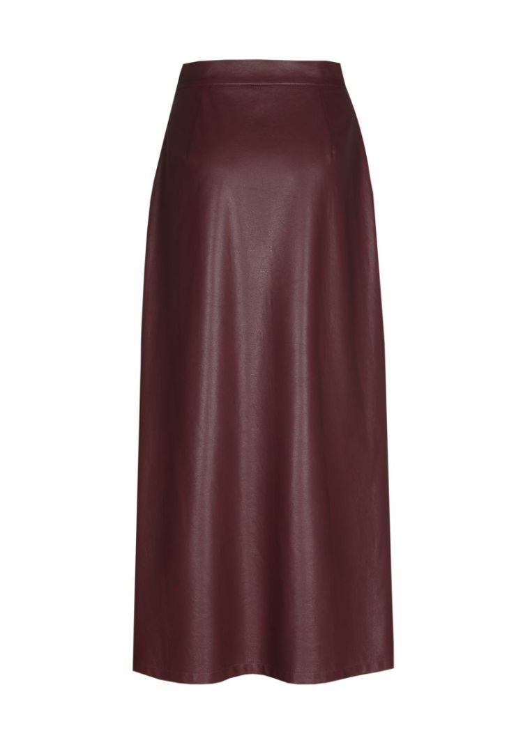 Midi-rok in vegan leather 51 Wine Red