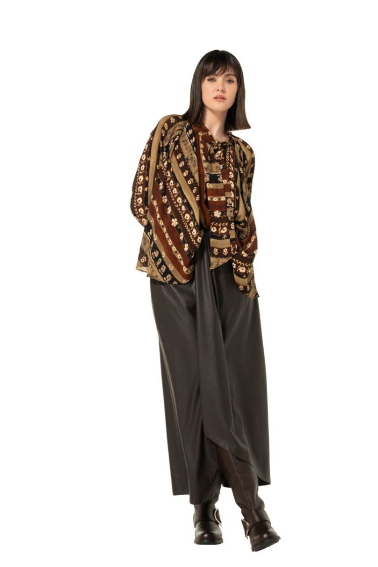Midi-rok in vegan leather 30 Coffee