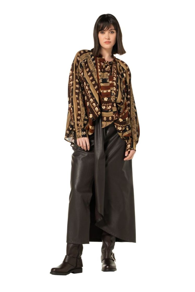Midi-rok in vegan leather 30 Coffee