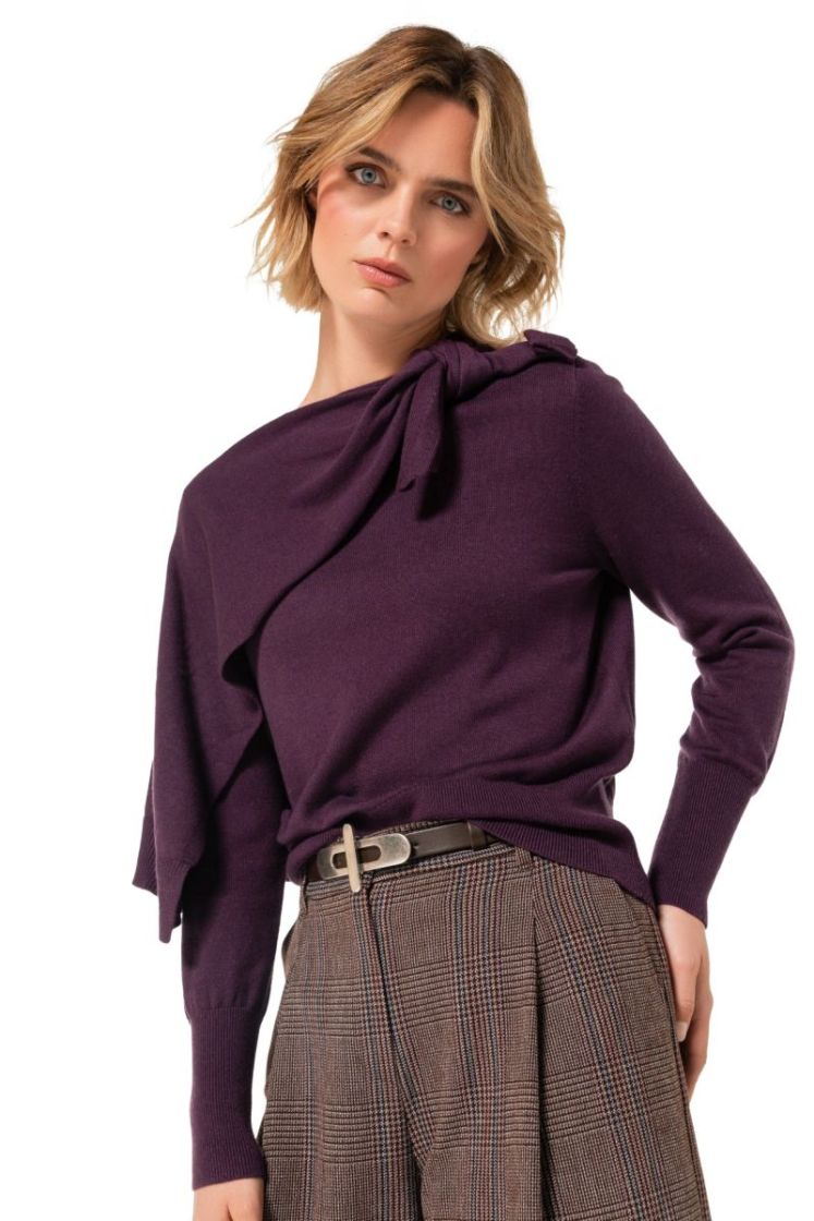 Elegante pull met strik- en sc 45 Plum