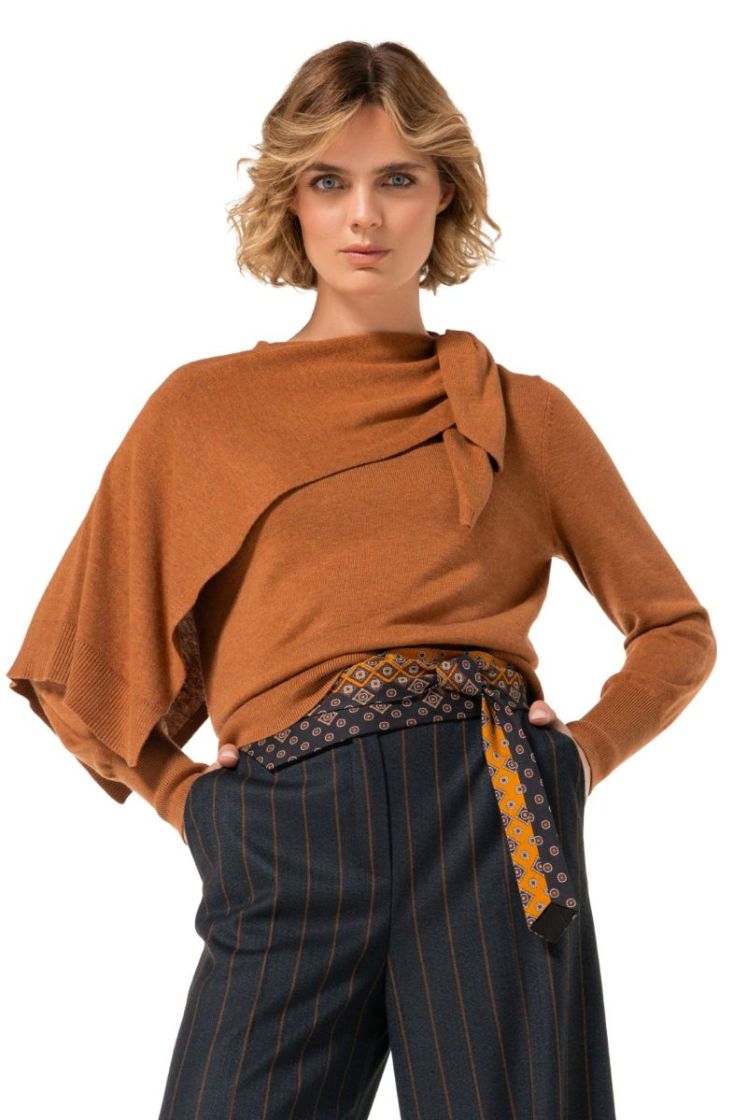 Elegante pull met strik- en sc 36 Caramello