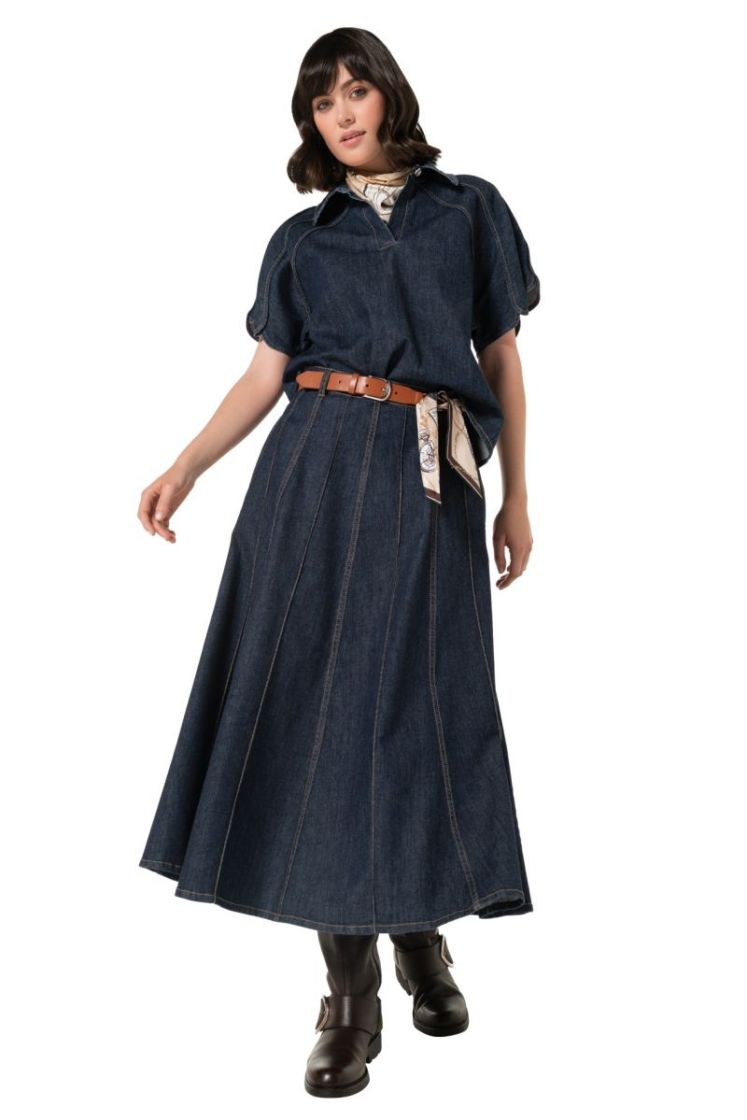 Speelse midi-denimrok met riem 23 Jeans Dark B