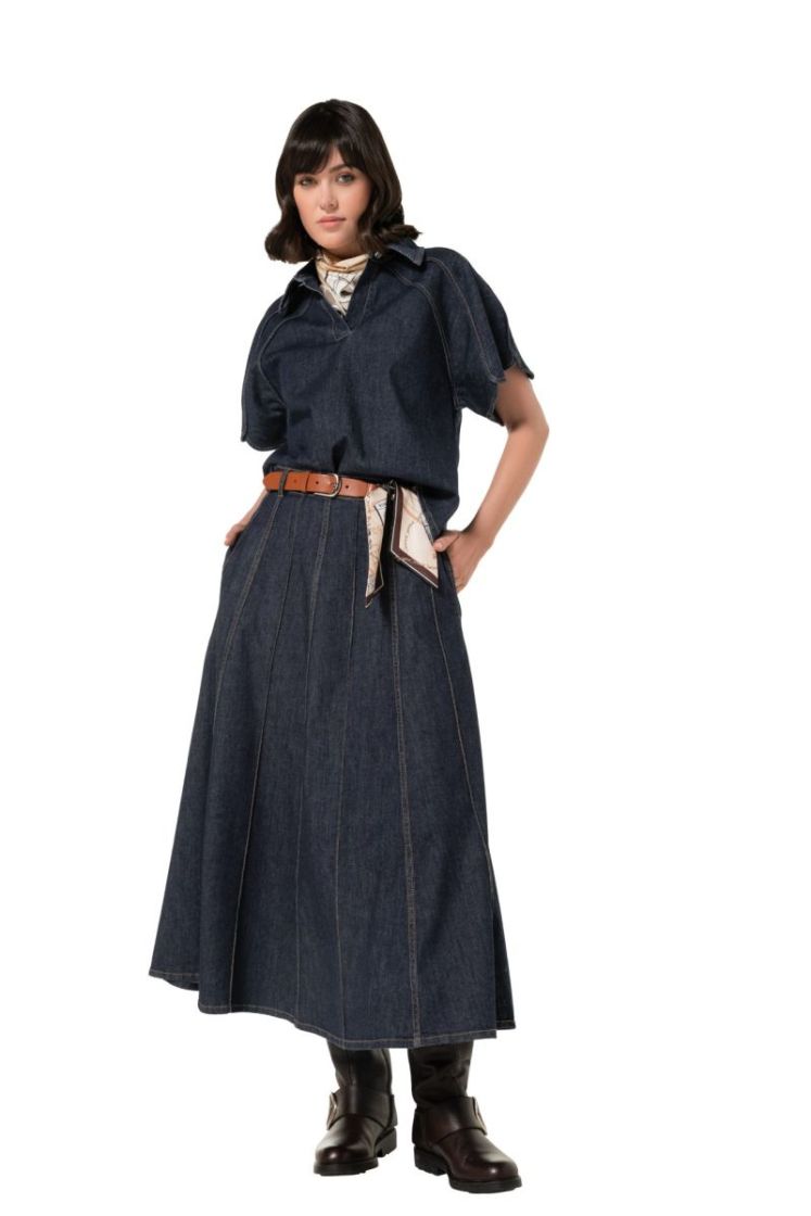 Speelse midi-denimrok met riem 23 Jeans Dark B