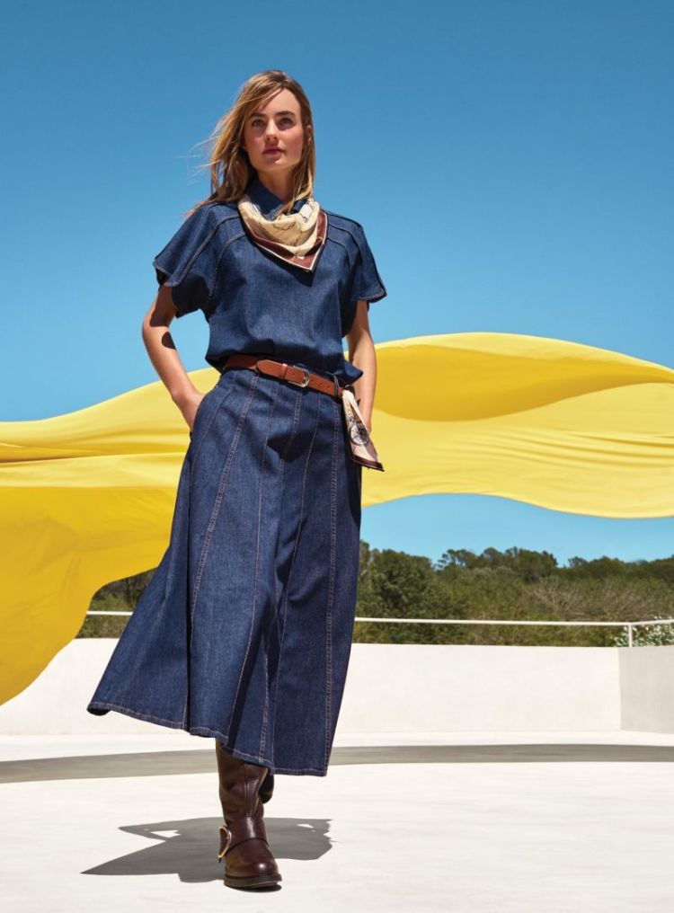 Speelse midi-denimrok met riem 23 Jeans Dark B