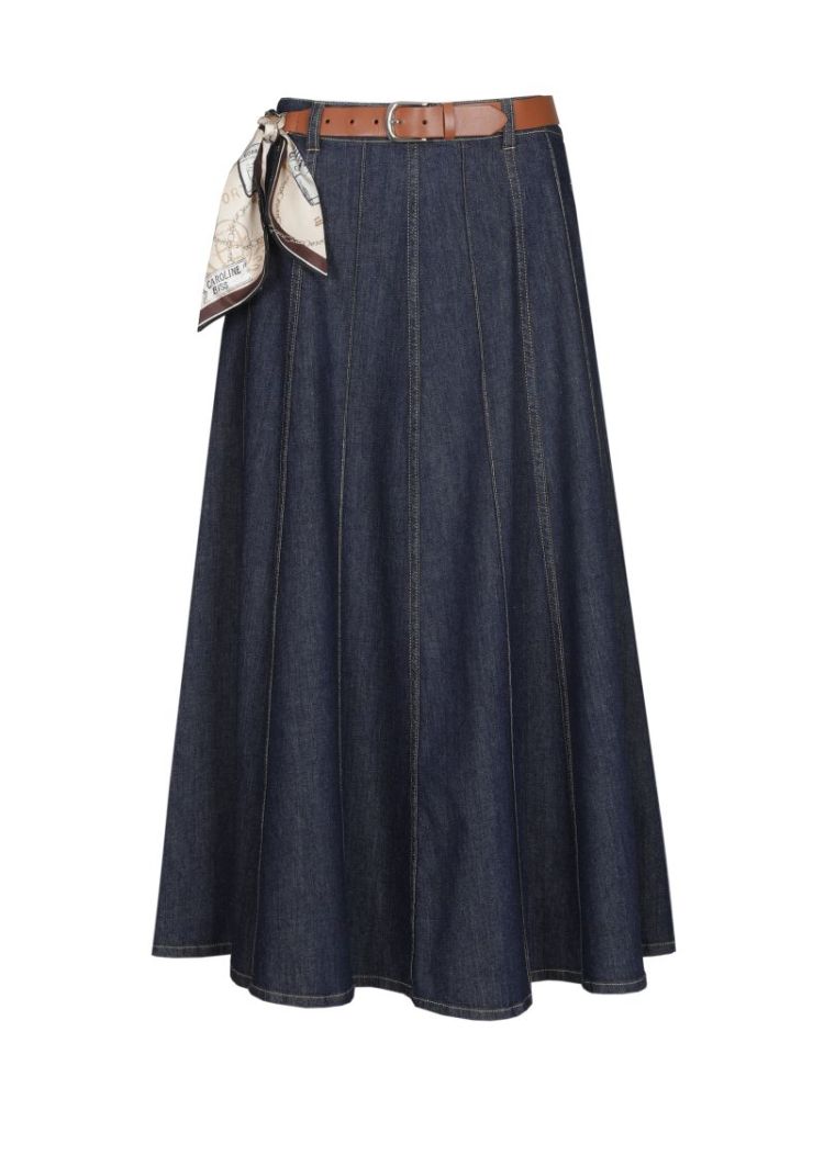 Speelse midi-denimrok met riem 23 Jeans Dark B