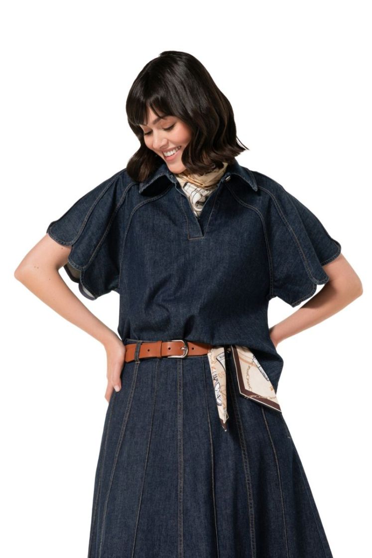 Denimtop met sjaal 23 Jeans Dark B