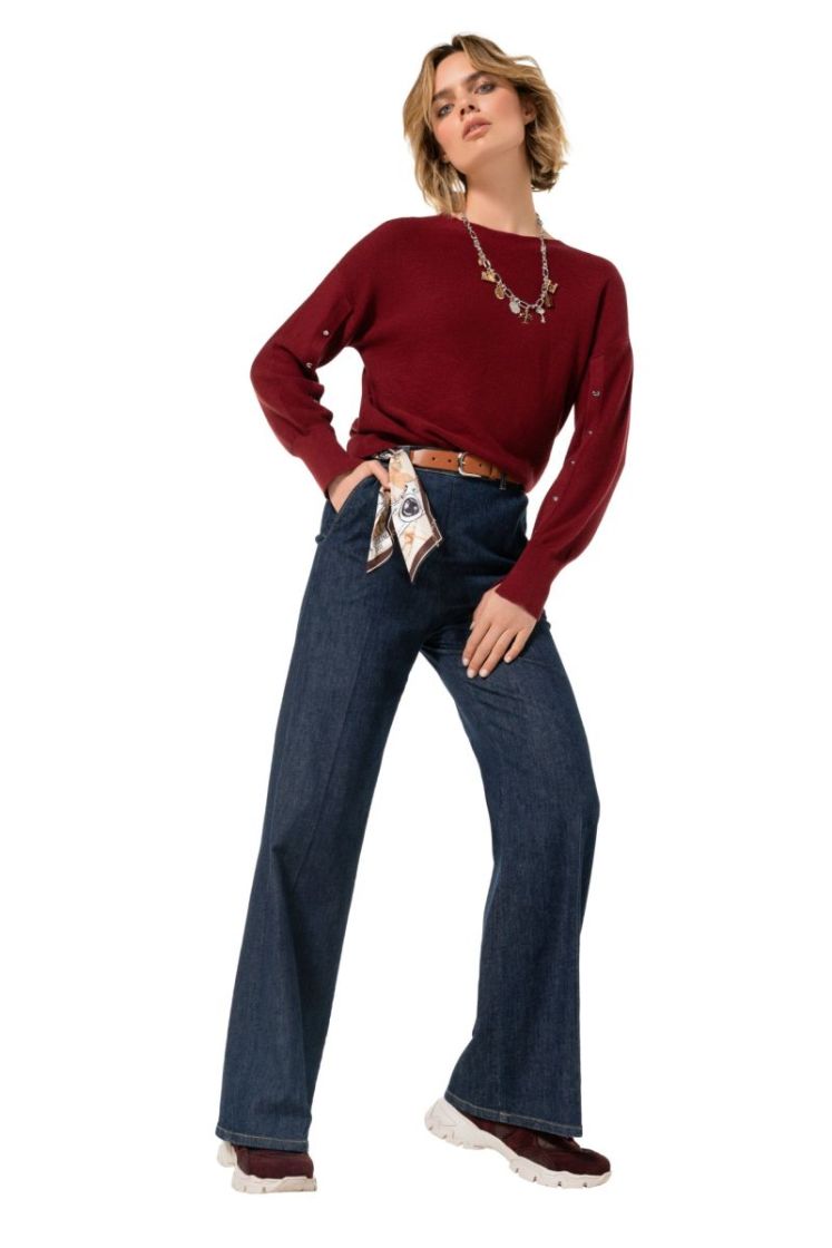 Soepele denimbroek, mid waist 23 Jeans Dark B