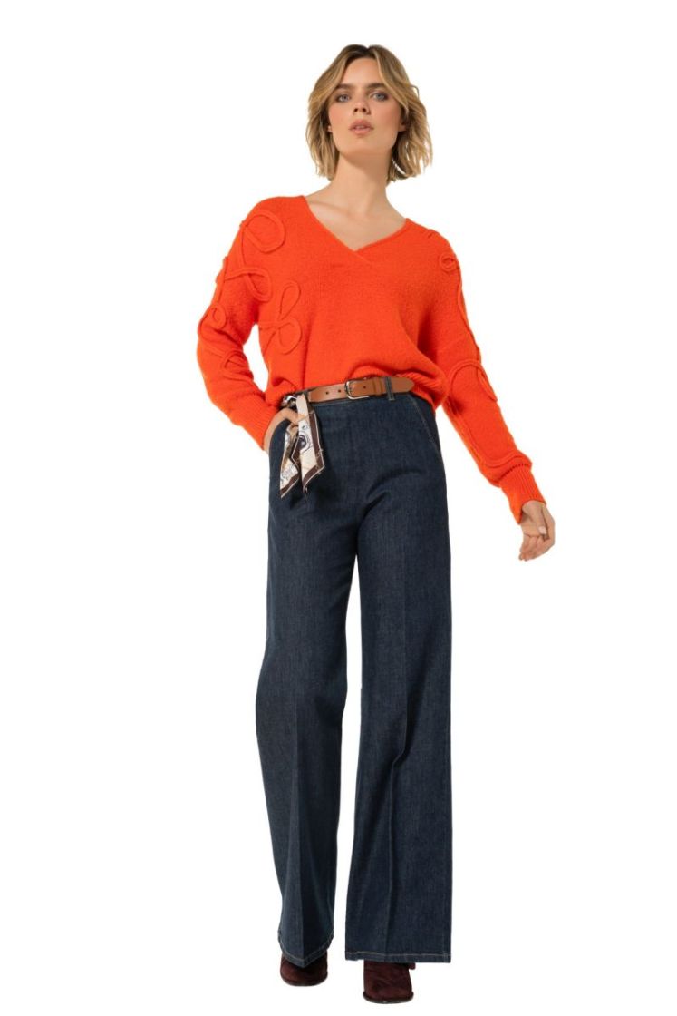 Soepele denimbroek, mid waist 23 Jeans Dark B
