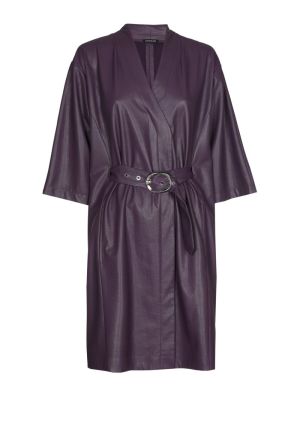 Jurk in vegan leather 45 Plum