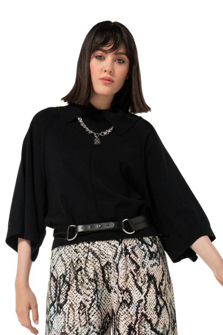 Korte pull met kimono mouw 10 Black
