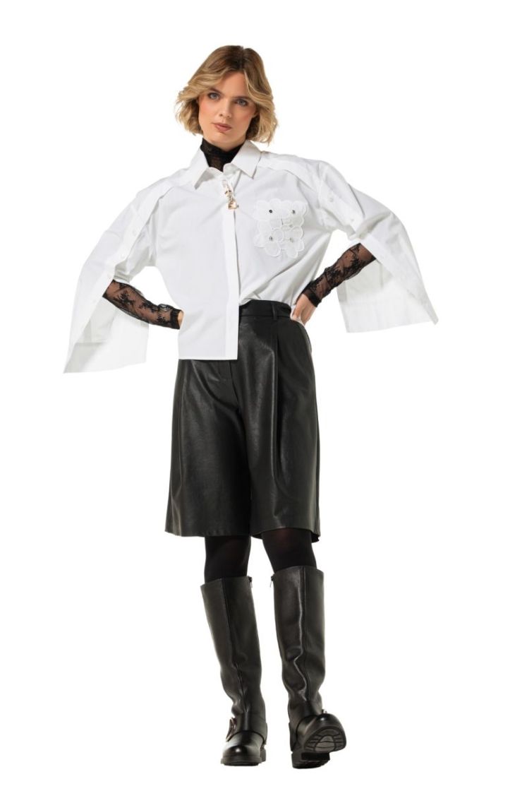 Hemdblouse in katoen met brode 90 White
