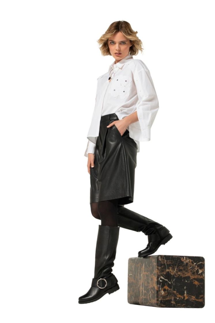 Hemdblouse in katoen met brode 90 White