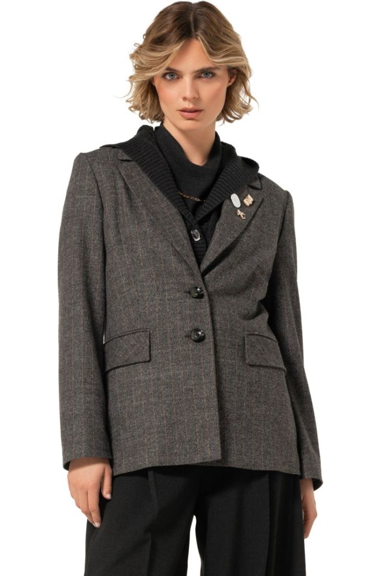 City chic blazer met pins 12 Grijs