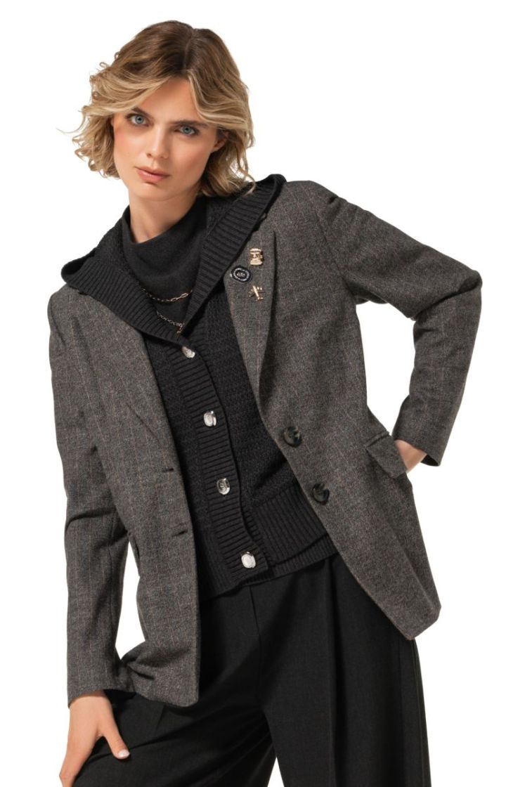 City chic blazer met pins 12 Grijs
