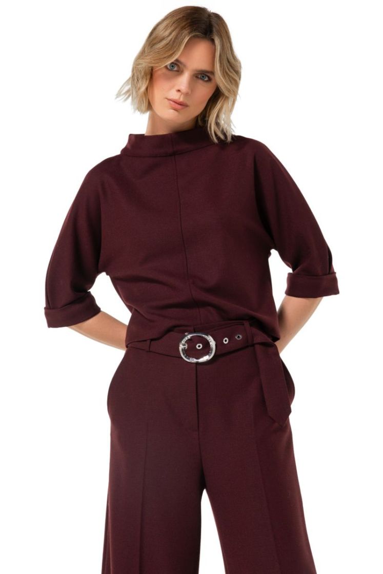 City-look broek, mid waist 52 Burgandy