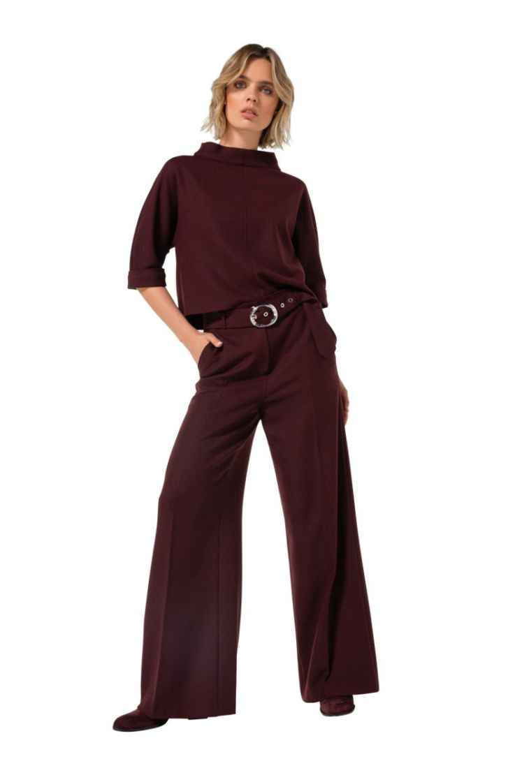 City-look broek, mid waist 52 Burgandy